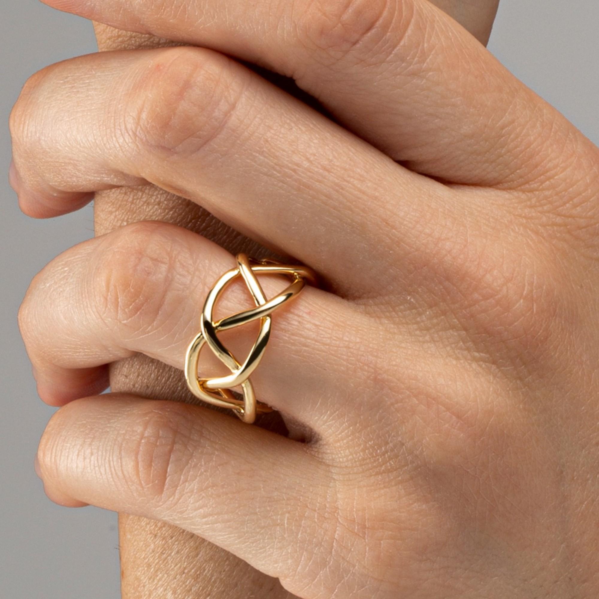 Alex Jona, bague à anneau treillage en or jaune 18 carats en vente 1