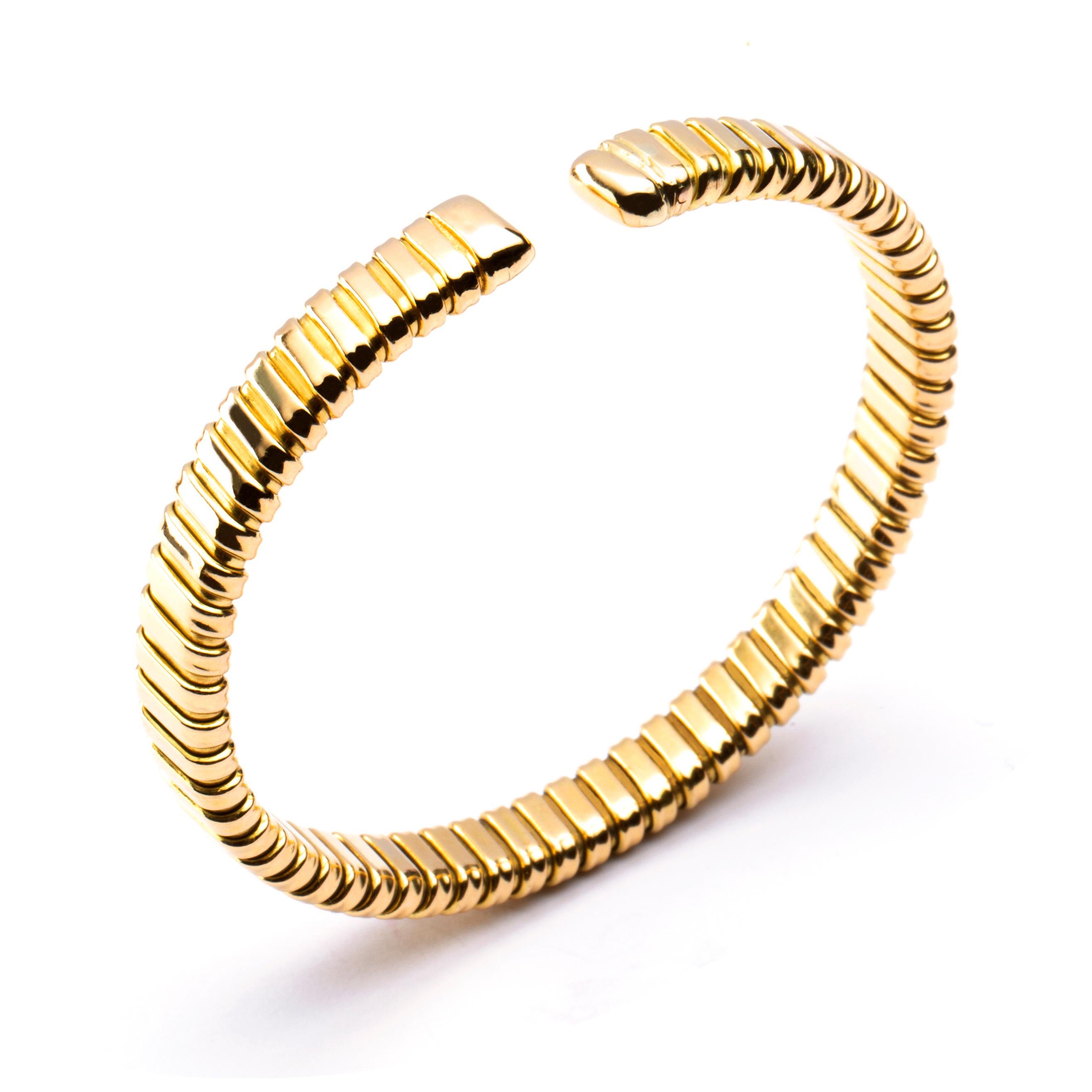 Alex Jona 18 Karat Yellow Gold Tubogas Bangle Bracelet In New Condition For Sale In Torino, IT