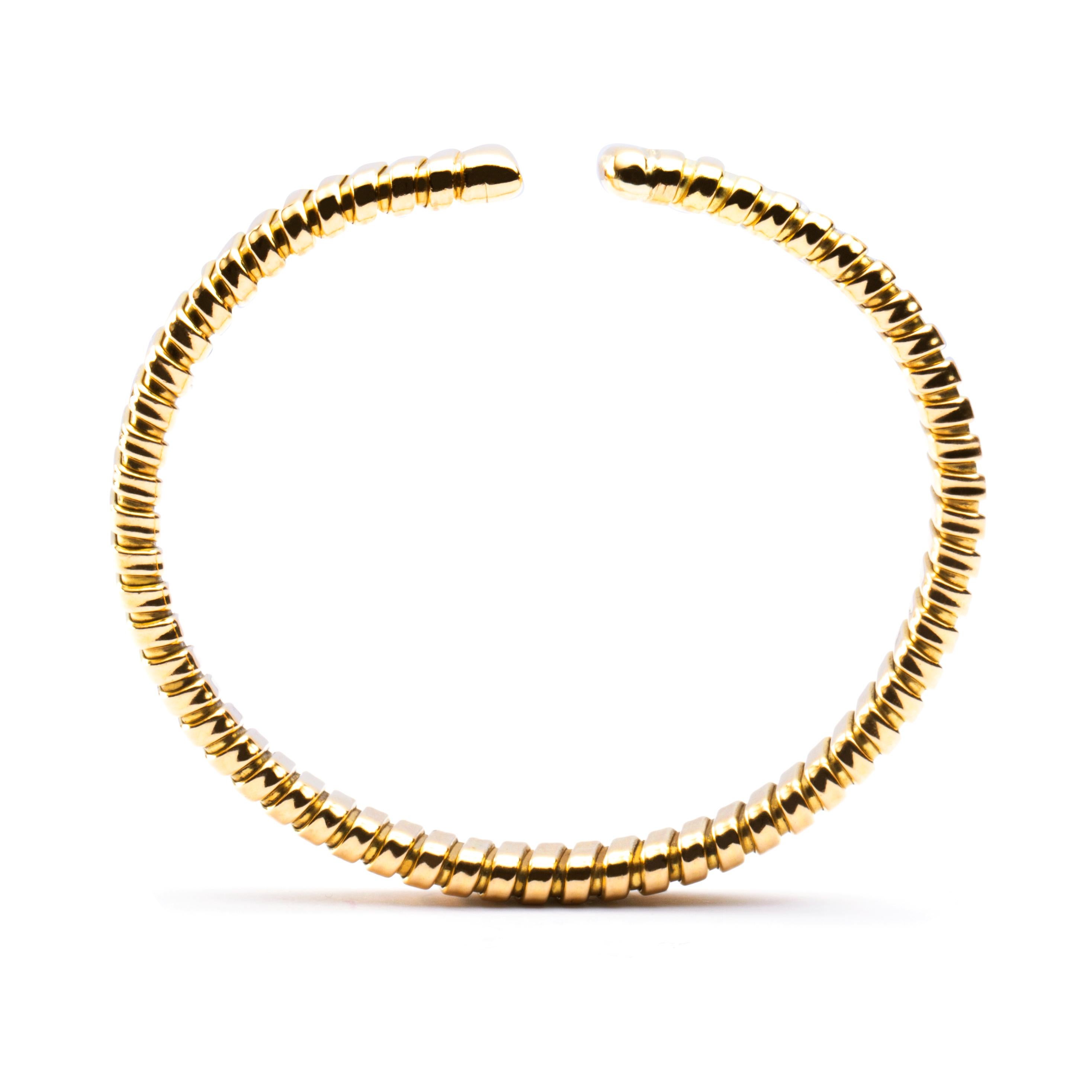 Women's Alex Jona 18 Karat Yellow Gold Tubogas Bangle Bracelet For Sale