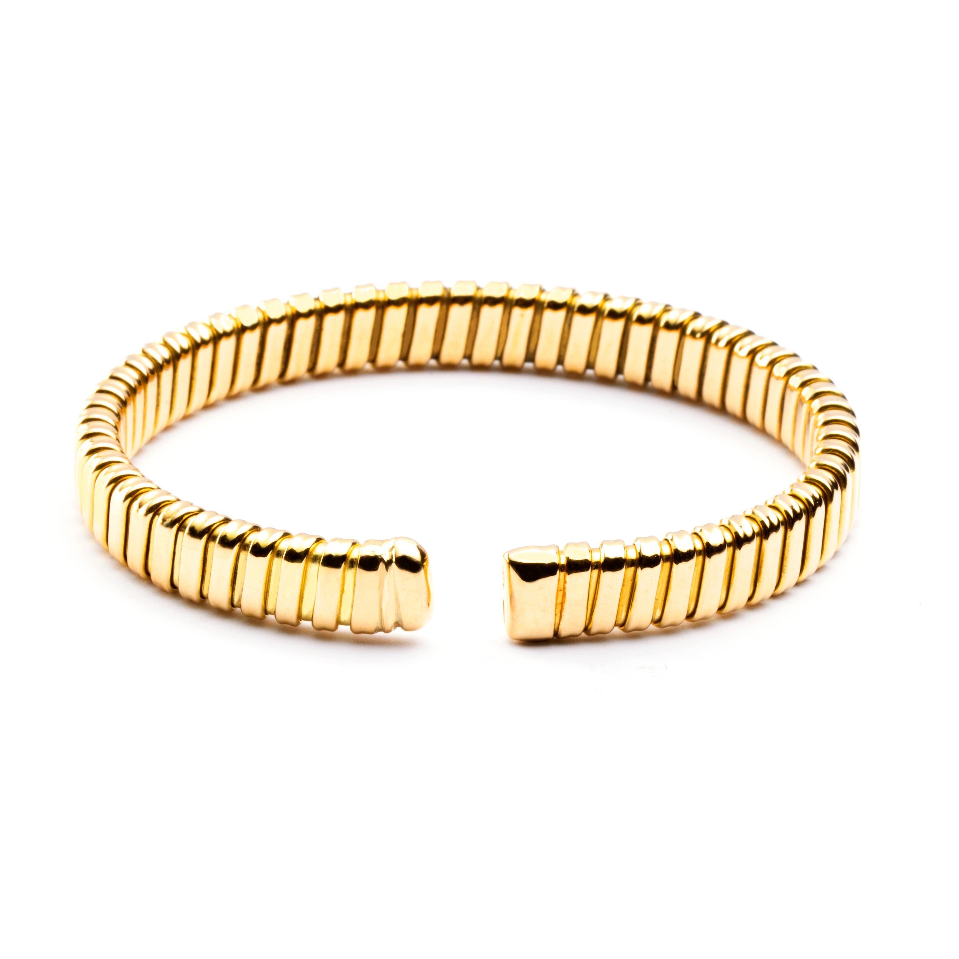 Alex Jona 18 Karat Yellow Gold Tubogas Bangle Bracelet For Sale 1