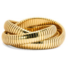 Alex Jona Tubogas Three-Strand Rolling Bangle Bracelet  18 Karat Yellow Gold