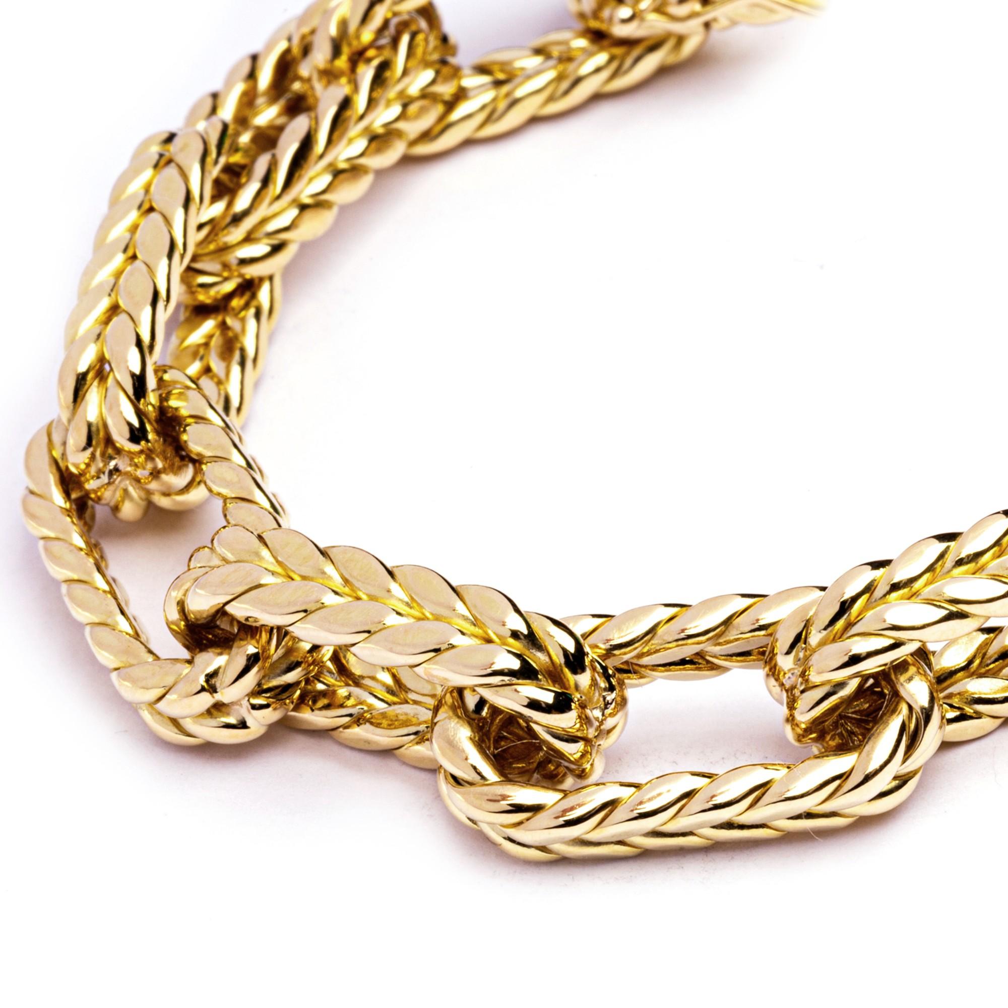 Alex Jona 18 Karat Yellow Gold Twisted Link Bracelet In New Condition For Sale In Torino, IT