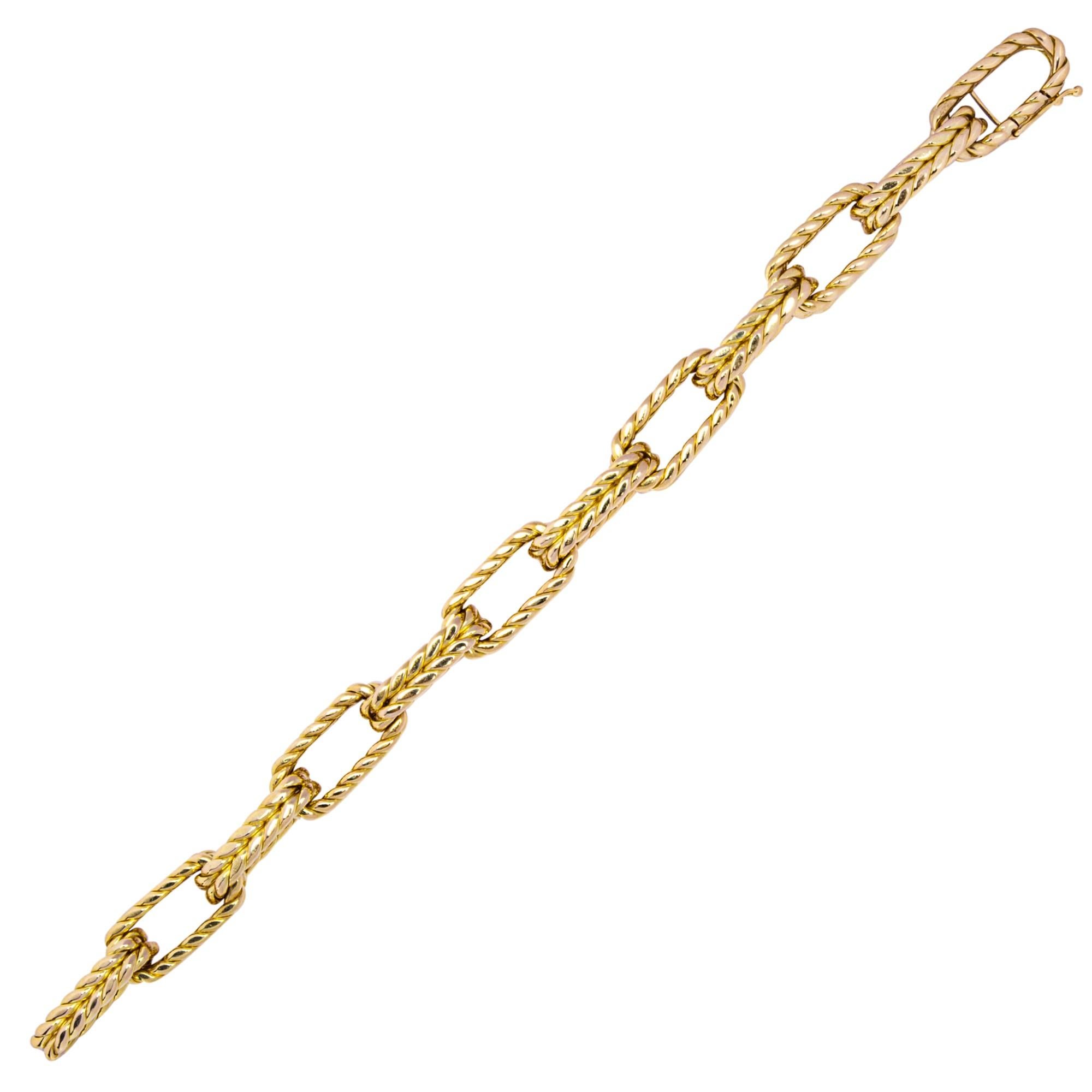 Women's Alex Jona 18 Karat Yellow Gold Twisted Link Bracelet For Sale