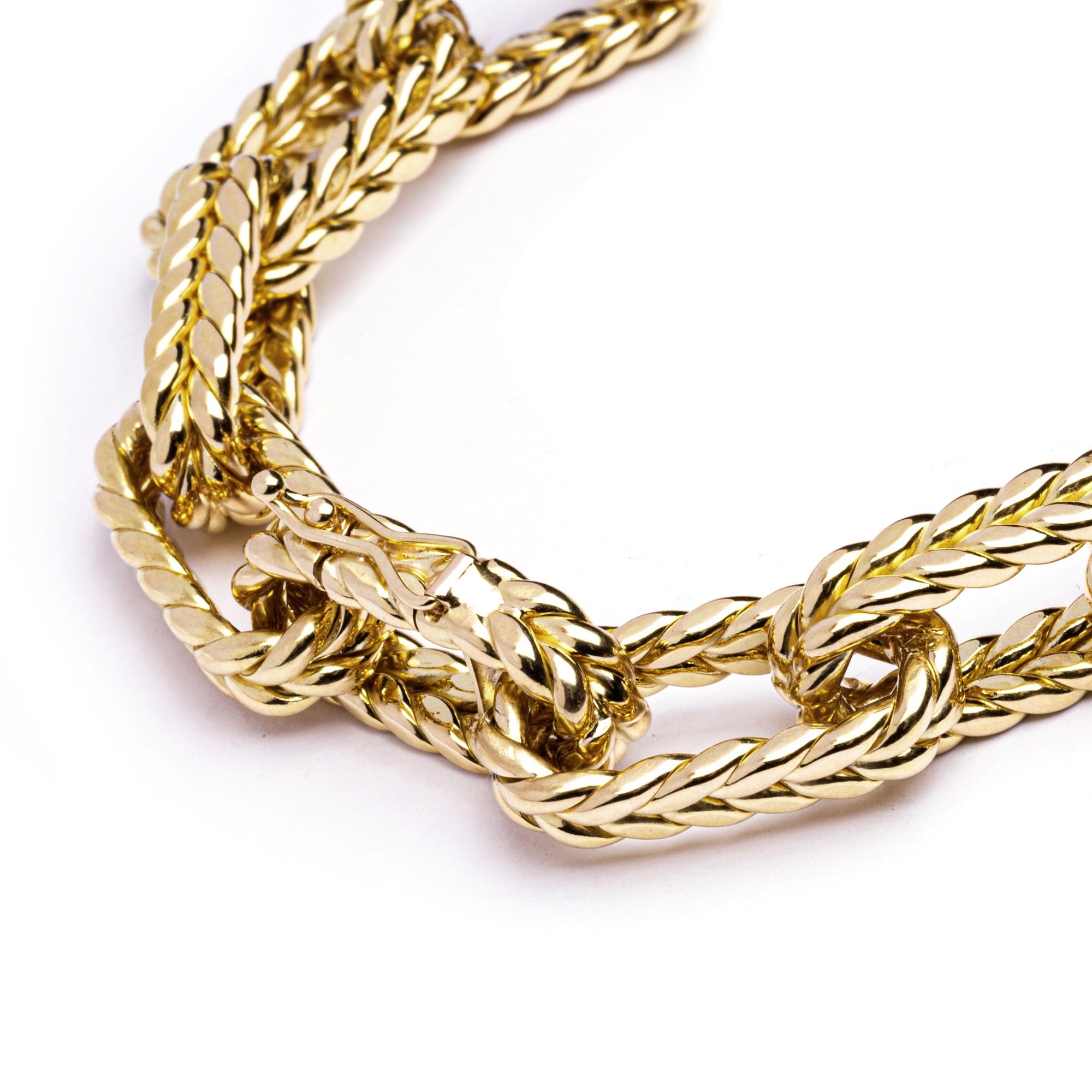 Alex Jona 18 Karat Yellow Gold Twisted Link Bracelet For Sale 2