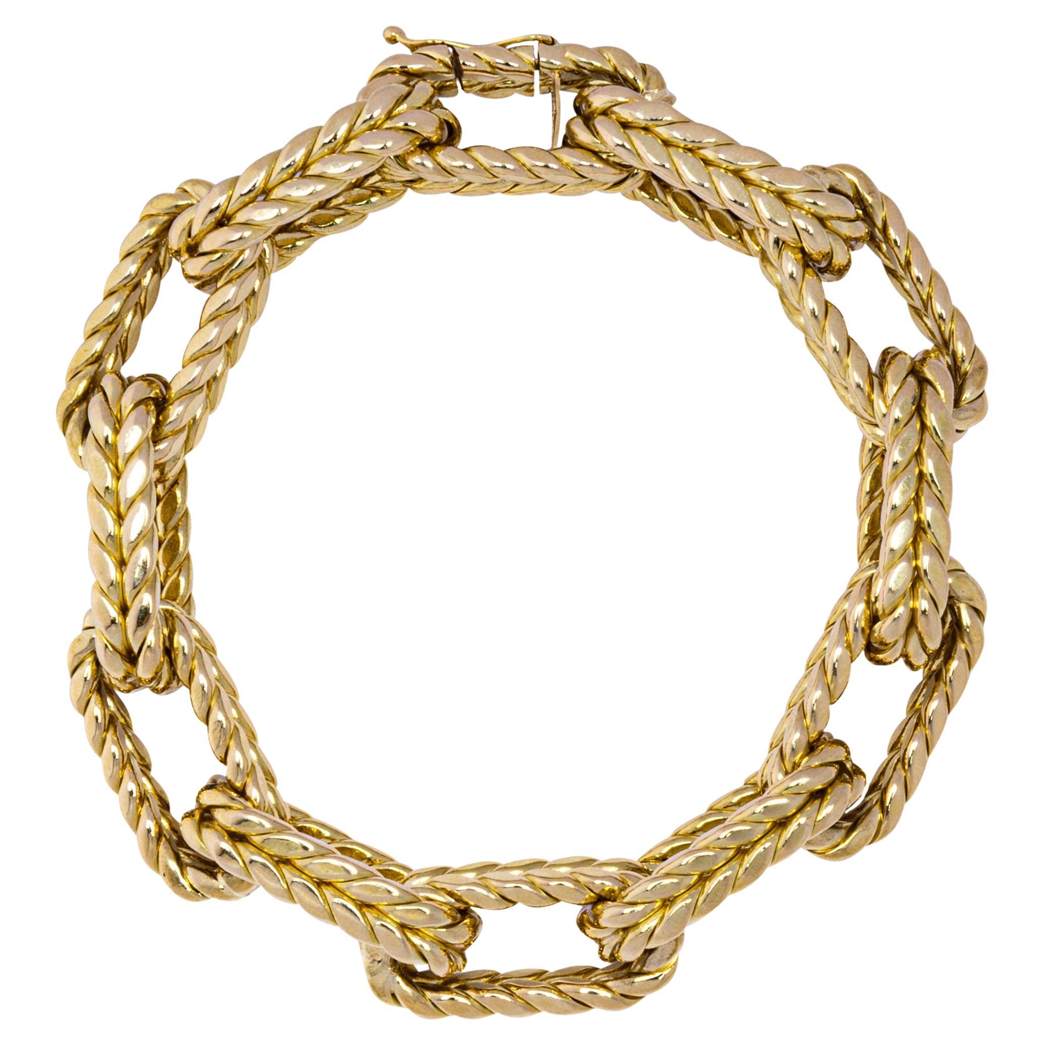 Alex Jona 18 Karat Gelbgold Gedrehtes Gliederarmband im Angebot