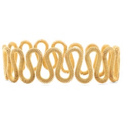 Vintage Alex Jona 18 Karat Yellow Gold Twisted Wire Flexible Bangle Bracelet