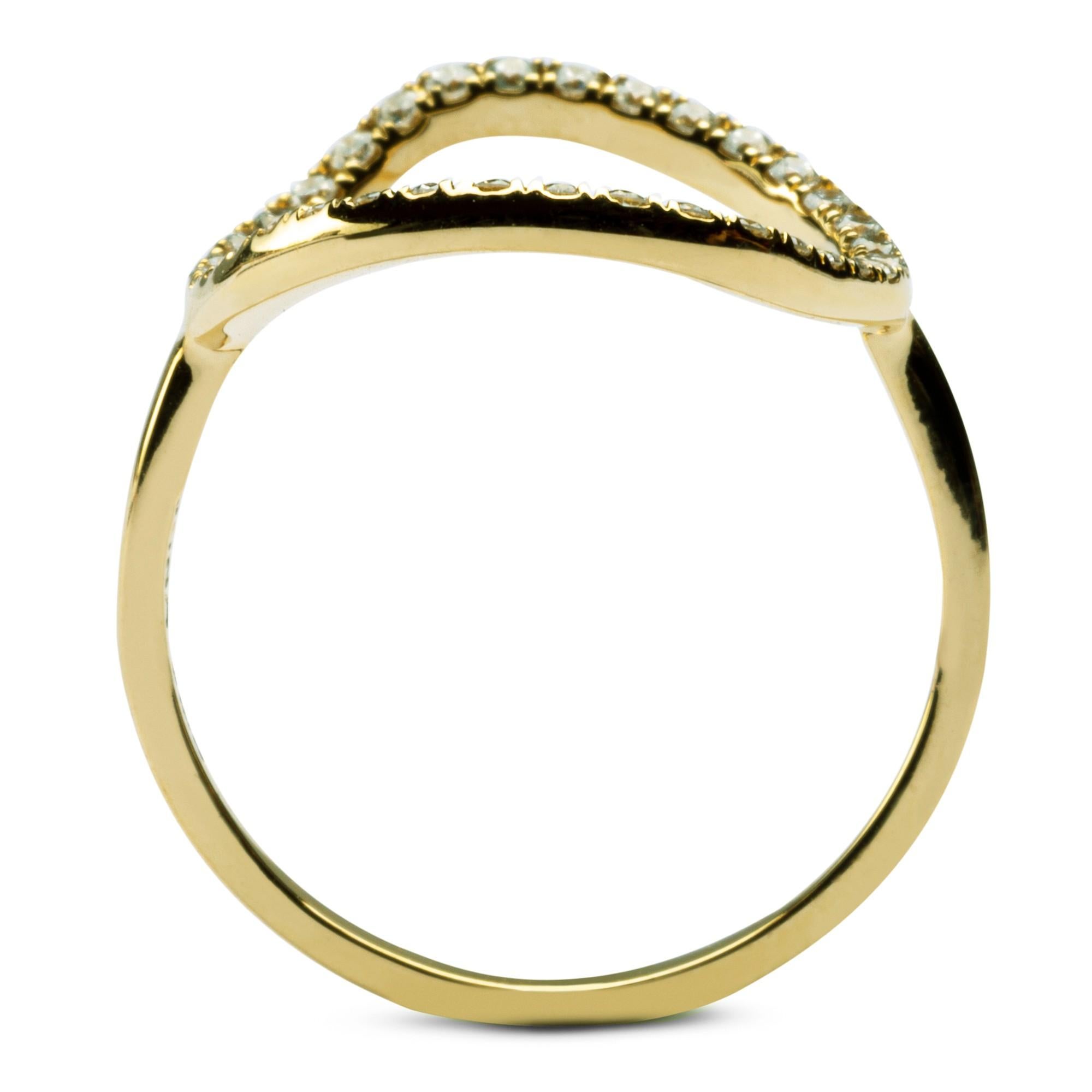 Alex Jona 18 Karat Yellow Gold White Diamond Open Circle Hoop Ring For Sale 1