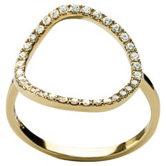 Alex Jona, bague cercle ouvert en or jaune 18 carats avec diamants blancs