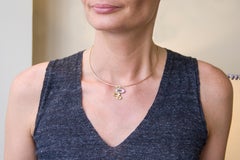 Alex Jona 18 Karat Yellow Gold White Diamond Pendant Choker Necklace