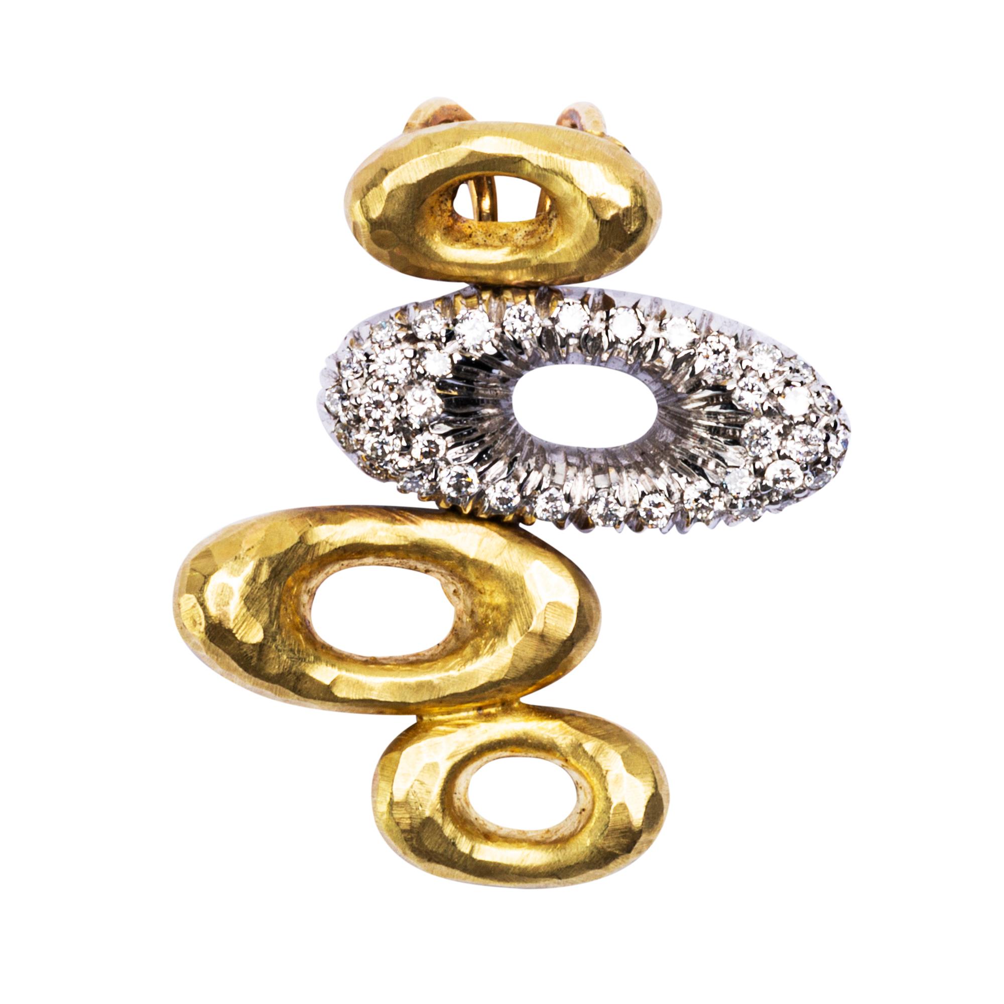 Alex Jona 18 Karat Yellow Gold White Diamond Pendant Choker Necklace In New Condition For Sale In Torino, IT