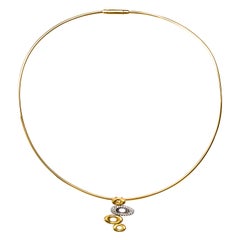 Alex Jona 18 Karat Gelbgold Weißer Diamant Anhänger Choker Halskette