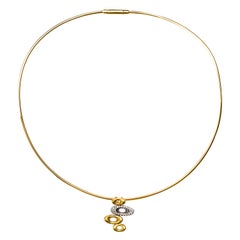 Alex Jona 18 Karat Yellow Gold White Diamond Pendant Choker Necklace