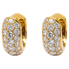 Alex Jona Pendientes de aro pequeños de oro amarillo de 18 quilates y diamantes blancos
