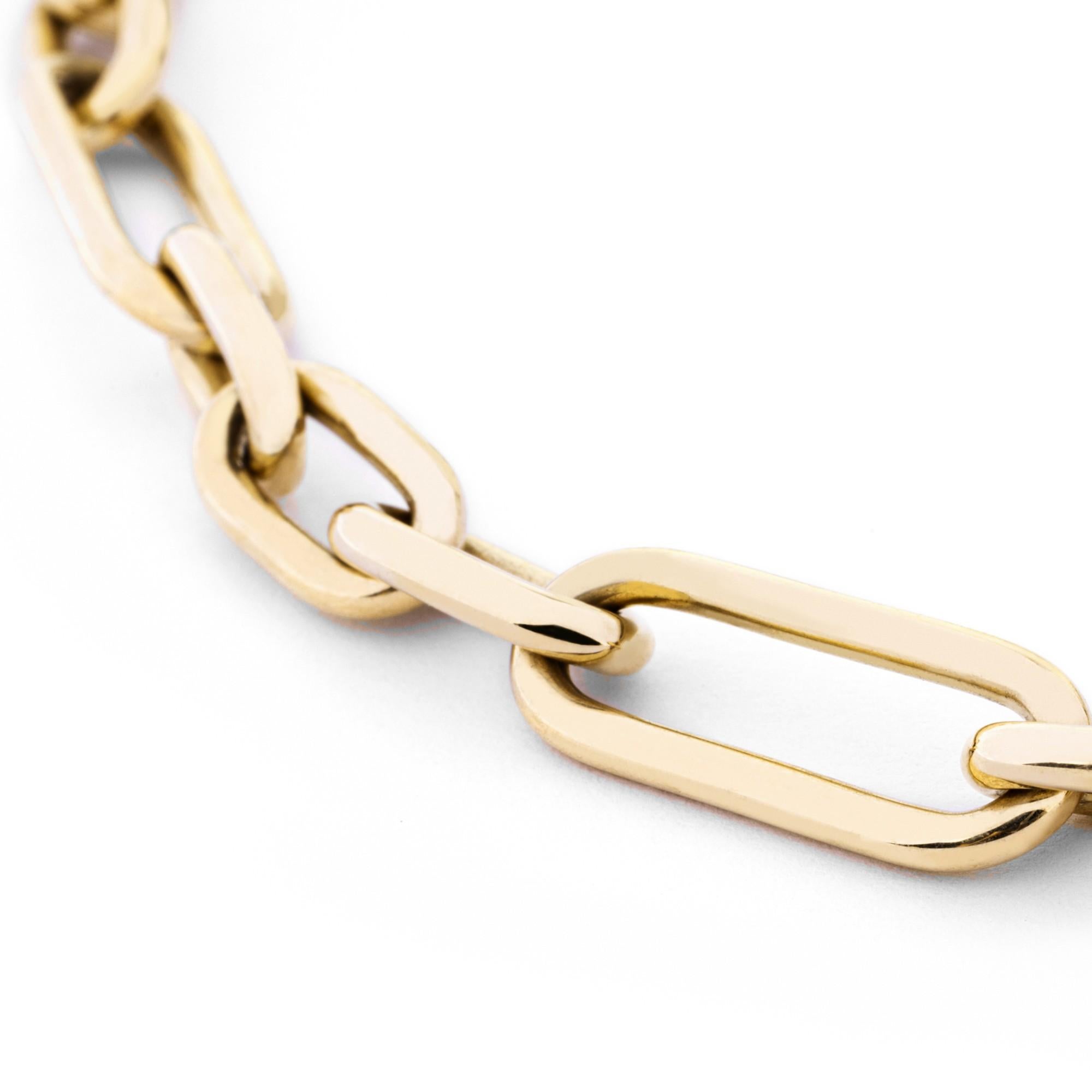 Women's or Men's Alex Jona 18 Karat Yellow Gold White Diamond Toggle Bar Link Chain Necklace For Sale