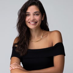 Alex Jona 18 Karat Yellow Gold White Diamond Toggle Bar Link Chain Necklace