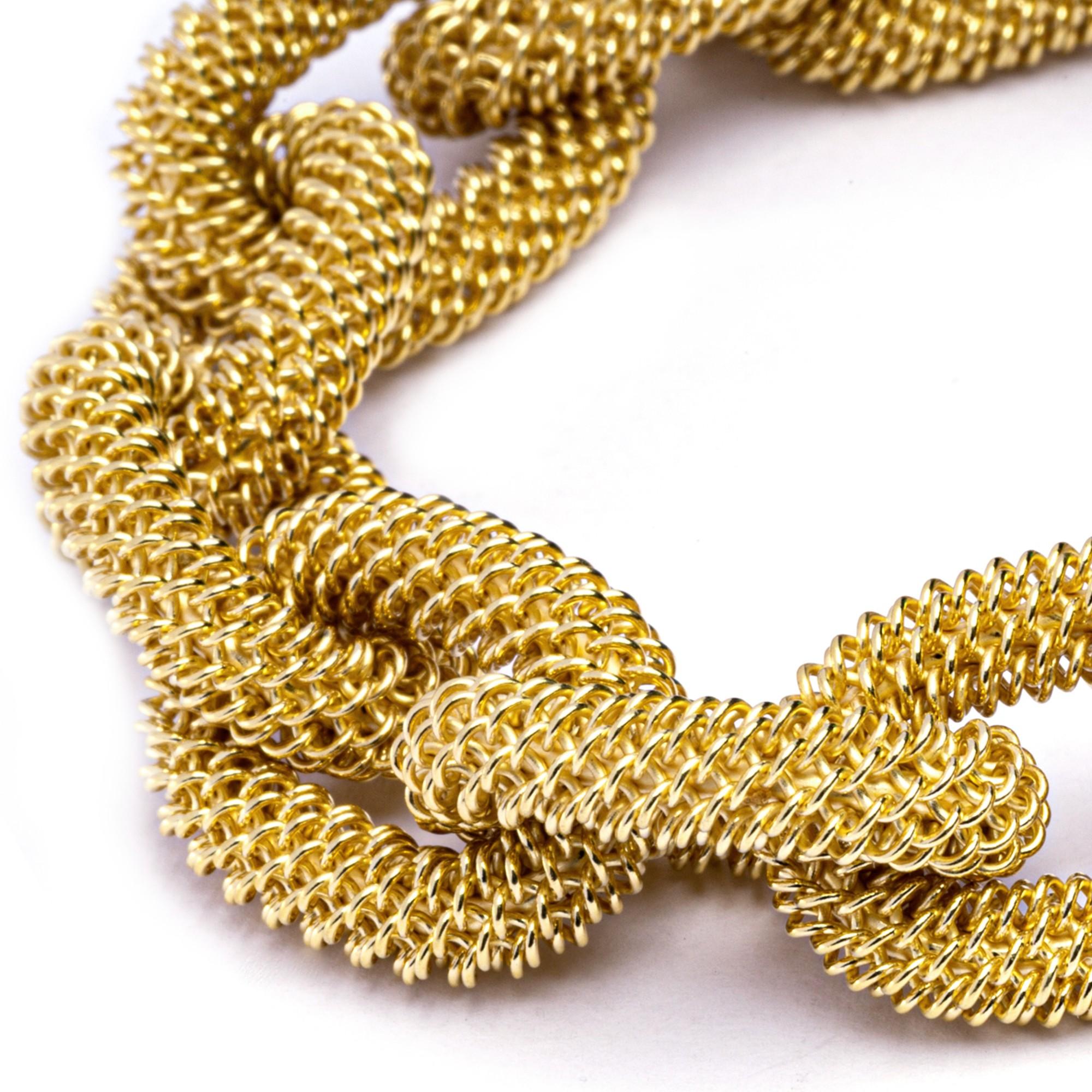 Contemporary Alex Jona 18 Karat Yellow Gold Woven Link Chain Bracelet For Sale