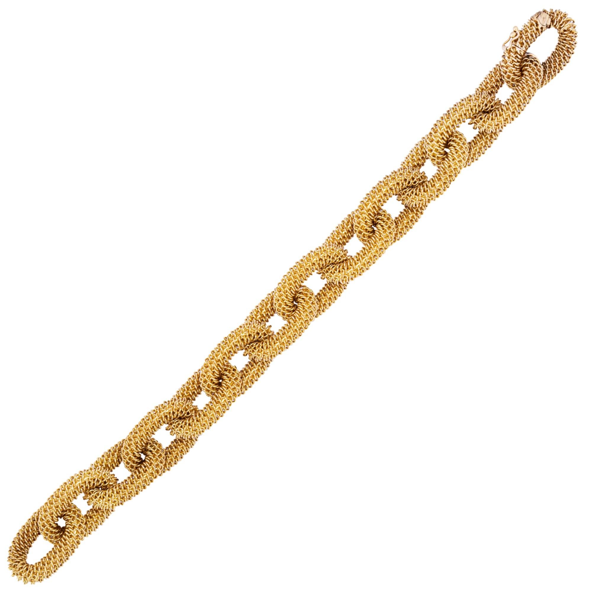 Alex Jona 18 Karat Yellow Gold Woven Link Chain Bracelet In New Condition For Sale In Torino, IT