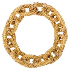 Alex Jona 18 Karat Yellow Gold Woven Link Chain Bracelet