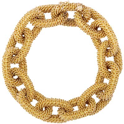 Cartier Gold and Diamond Woven Mesh Link Bracelet at 1stDibs | vintage ...