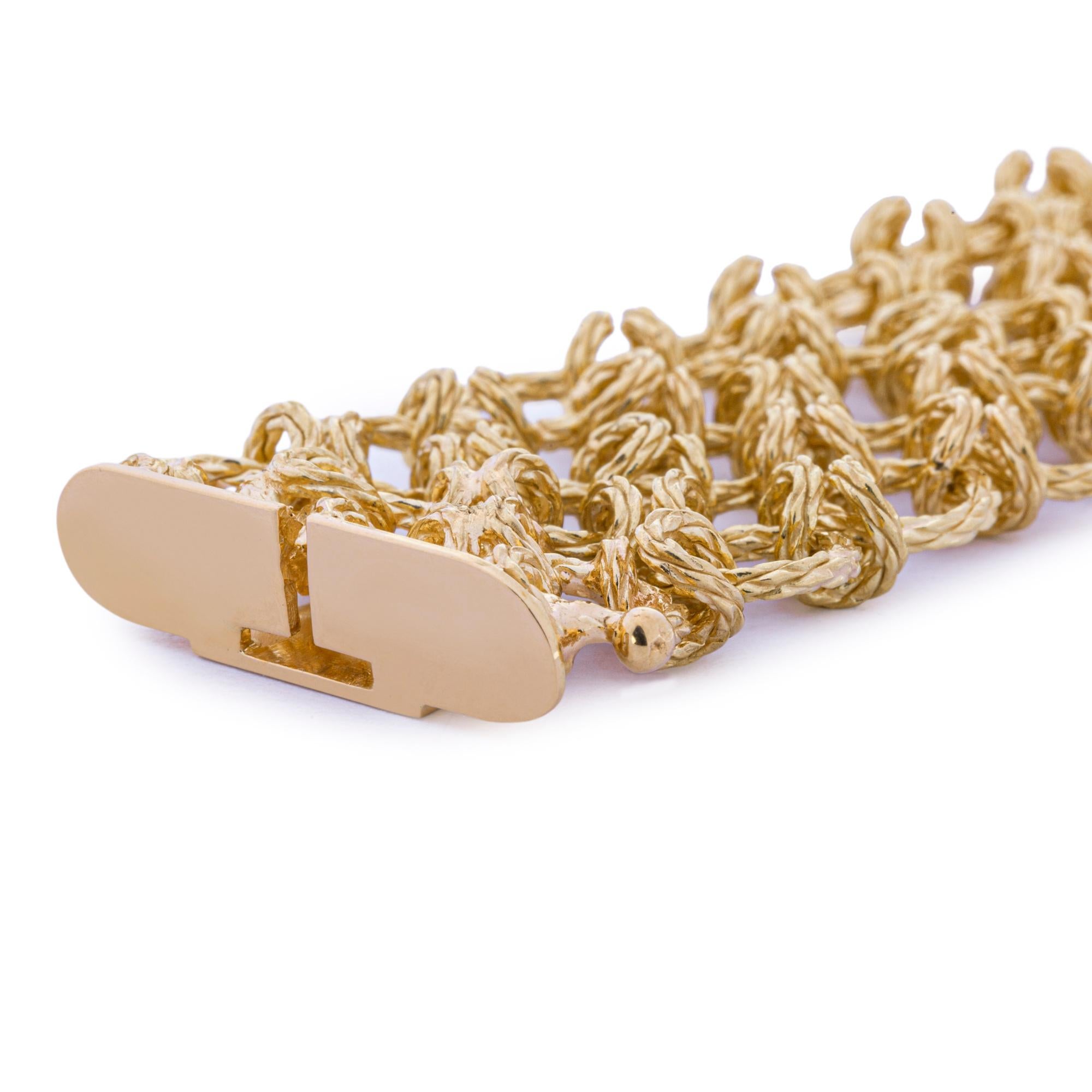 Alex Jona 18 Karat Yellow Gold Woven Merletto Bracelet In New Condition For Sale In Lugano, CH