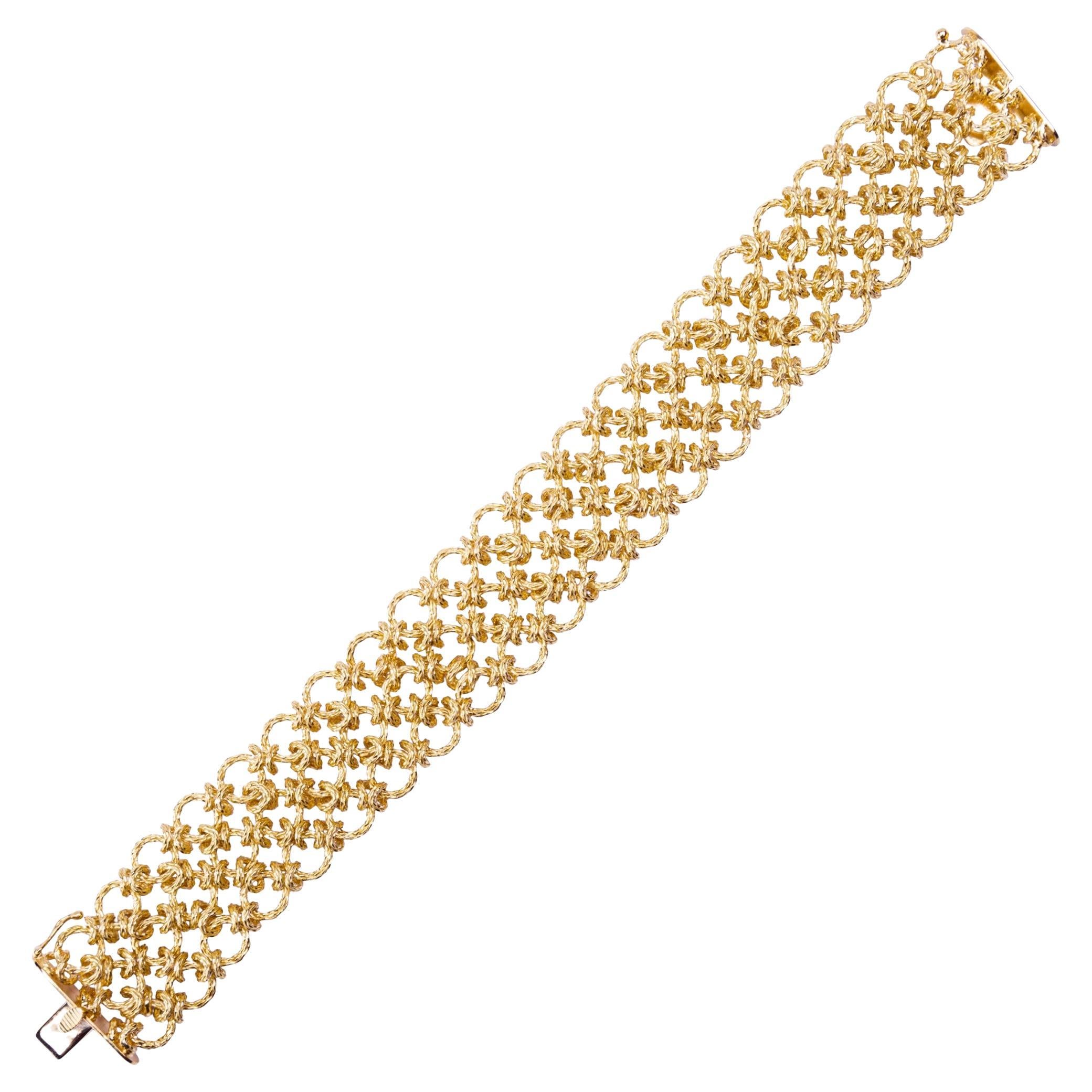 Alex Jona Pulsera Merletto Tejida de Oro Amarillo de 18 Kilates en venta