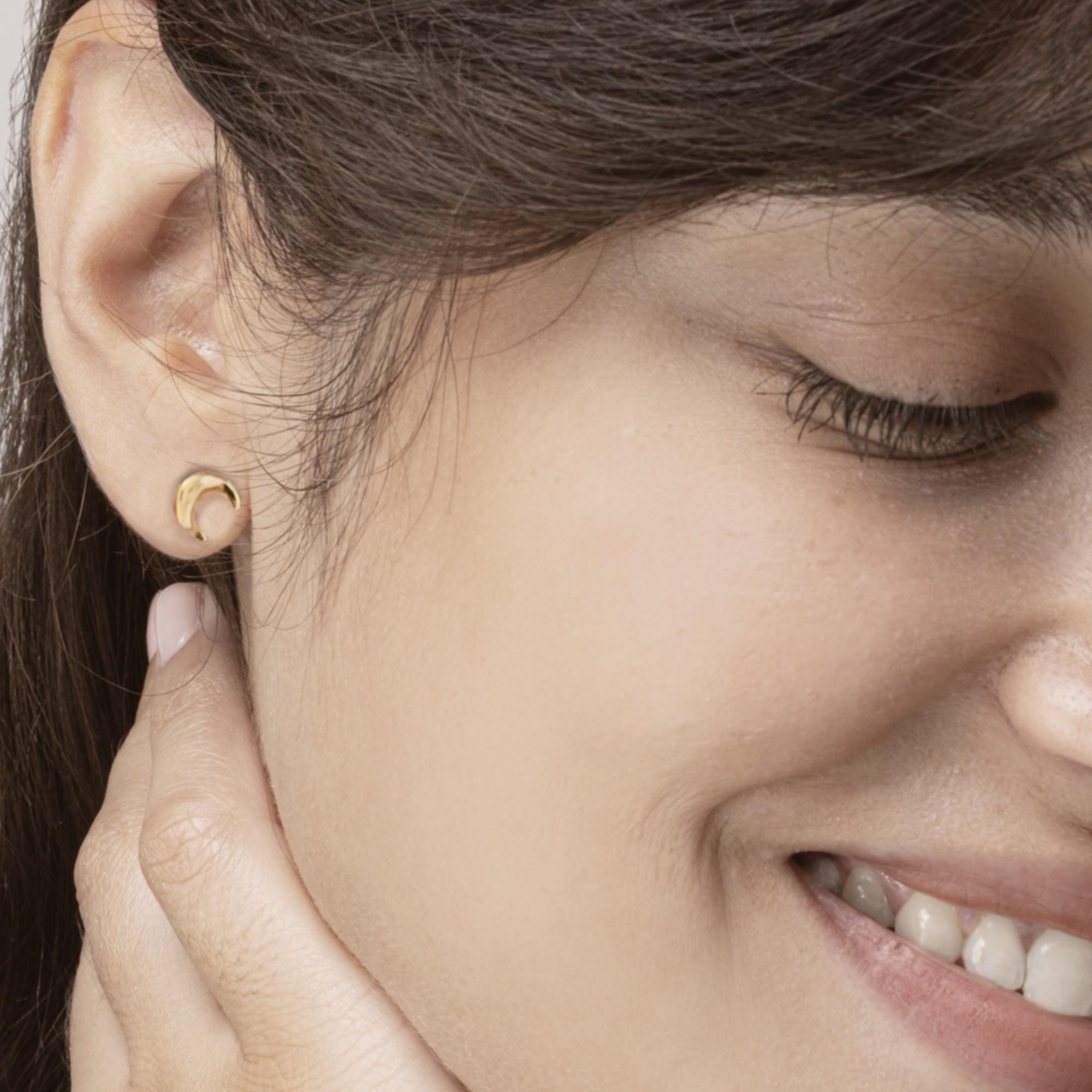Women's Alex Jona 18 Karat Yellow Moon Earrings For Sale