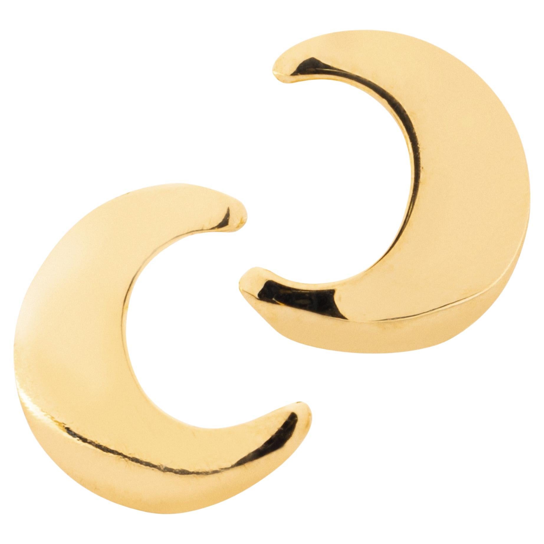 Alex Jona 18 Karat Yellow Moon Earrings For Sale