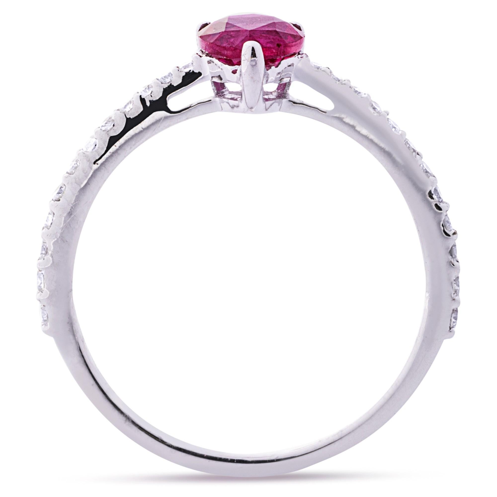 Alex Jona 18k White Gold Ruby Heart & White Diamond Solitaire Ring  For Sale 1