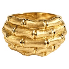 Alex Jona 18K Yellow Gold Bamboo Band Ring Handcrafted