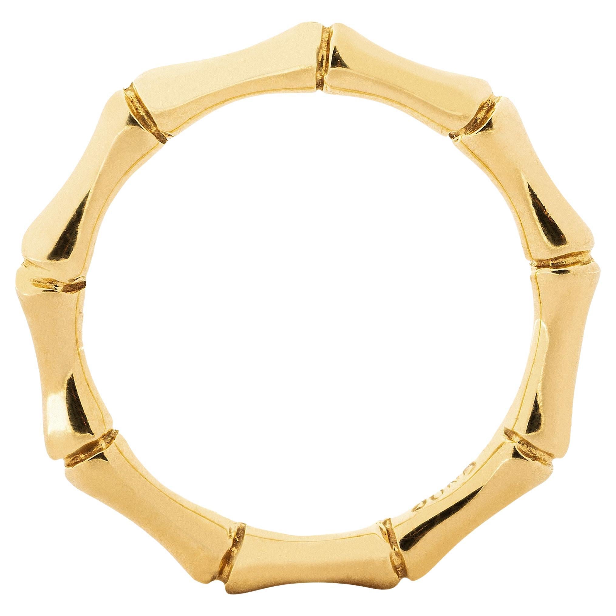 Alex Jona 18K Yellow Gold Bamboo Band Ring, Handcrafted in Italy