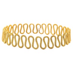 Alex Jona 18k Yellow Gold Twisted Wire Flexible Choker Necklace