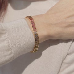 Alex Jona 18kt Gold Tennis Bracelet with 19.84ct Multicolor Sapphires