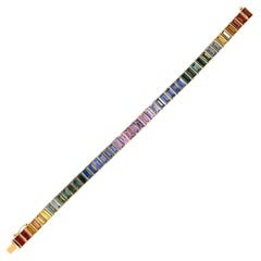 Alex Jona 18kt Gold Tennis Bracelet with 19.84ct Multicolor Sapphires