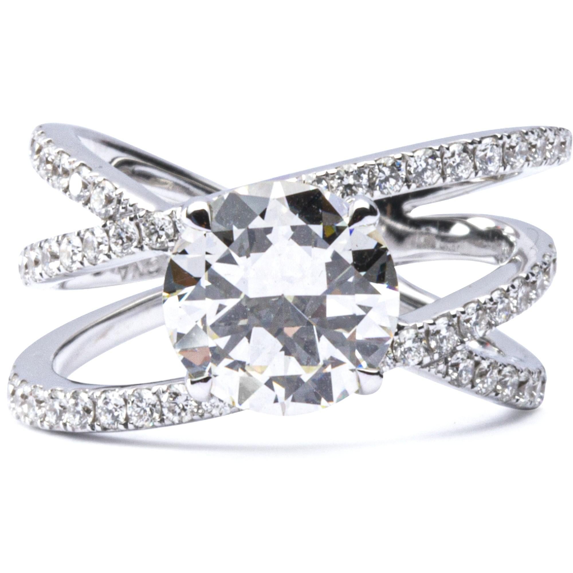 black and white diamond crossover ring