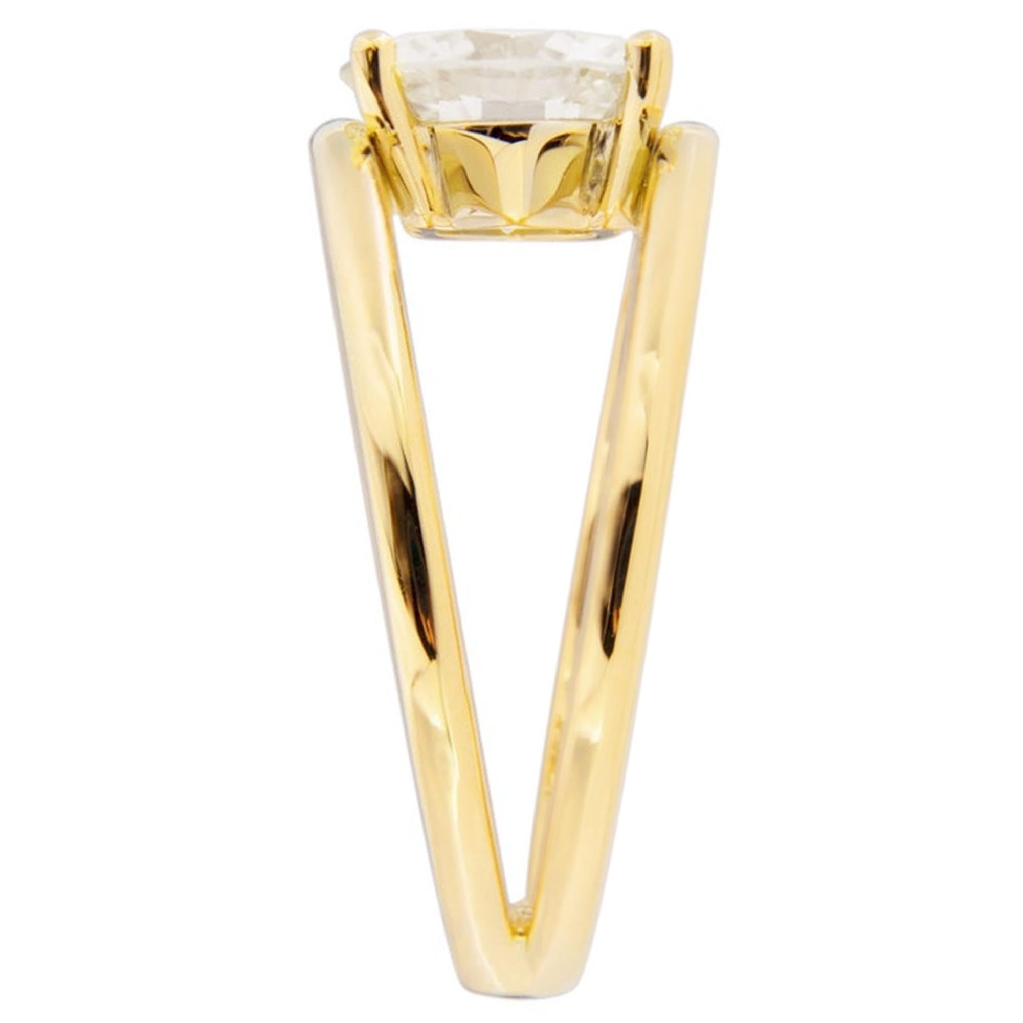 Round Cut Alex Jona 2.52 Carat White Diamond Certified 18 Karat Yellow Gold Solitaire Ring For Sale