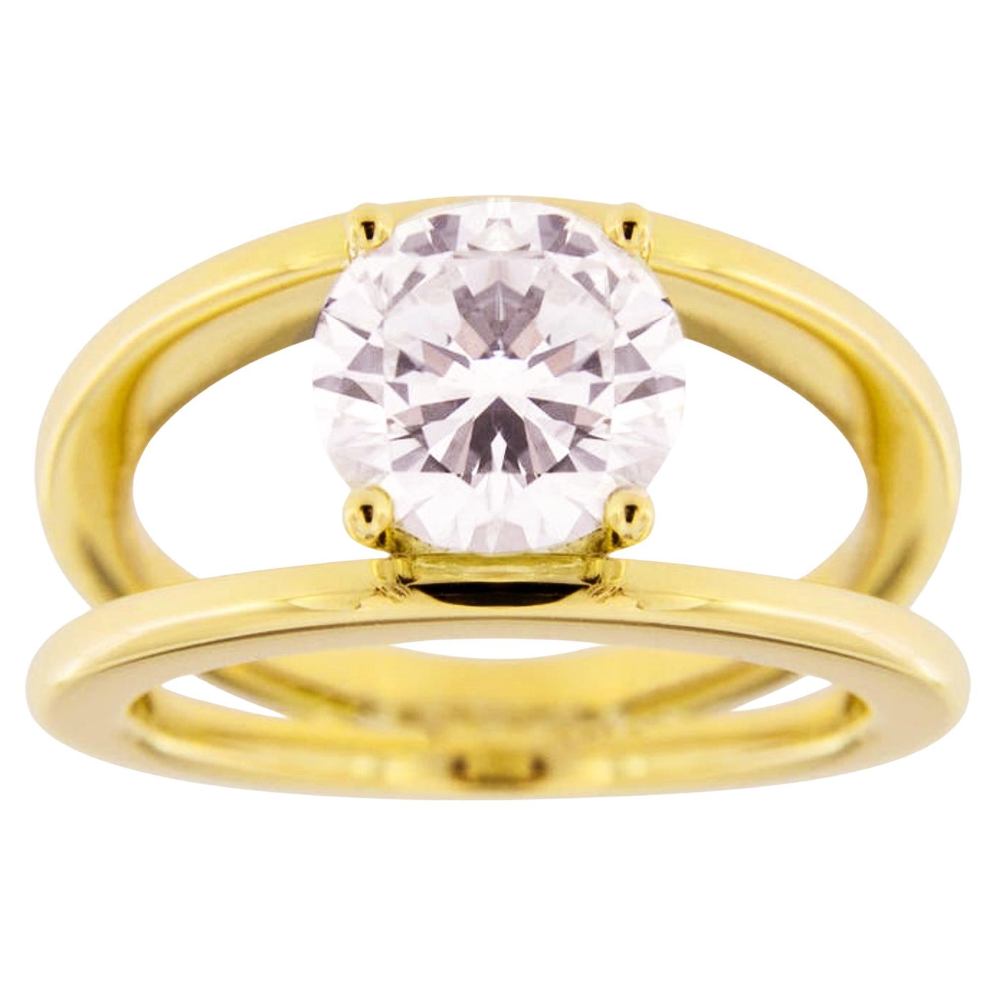 Alex 2,52 Karat Weißer Diamant zertifizierter 18 Karat Gelbgold Solitär Ring