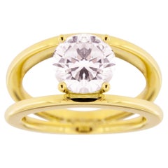 Alex 2,52 Karat Weißer Diamant zertifizierter 18 Karat Gelbgold Solitär Ring