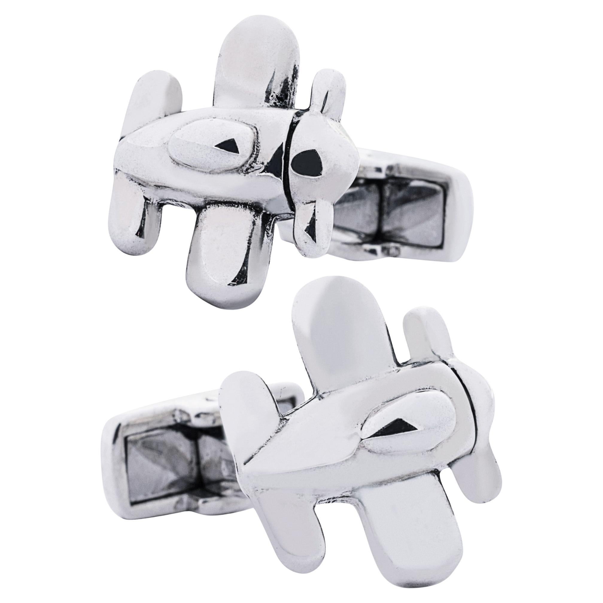 Alex Jona Airplane Sterling Silver Cufflinks