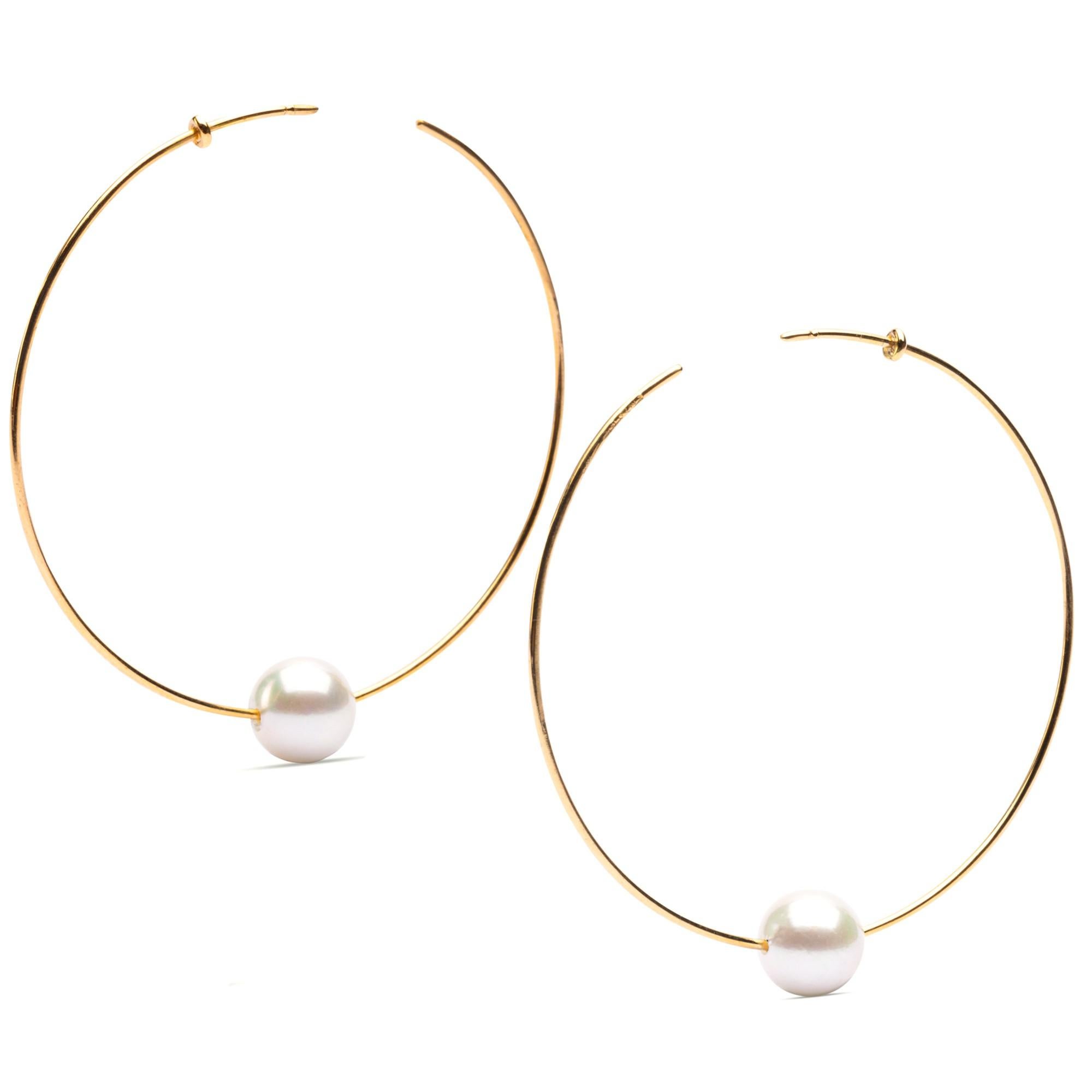 akoya pearl hoop earrings