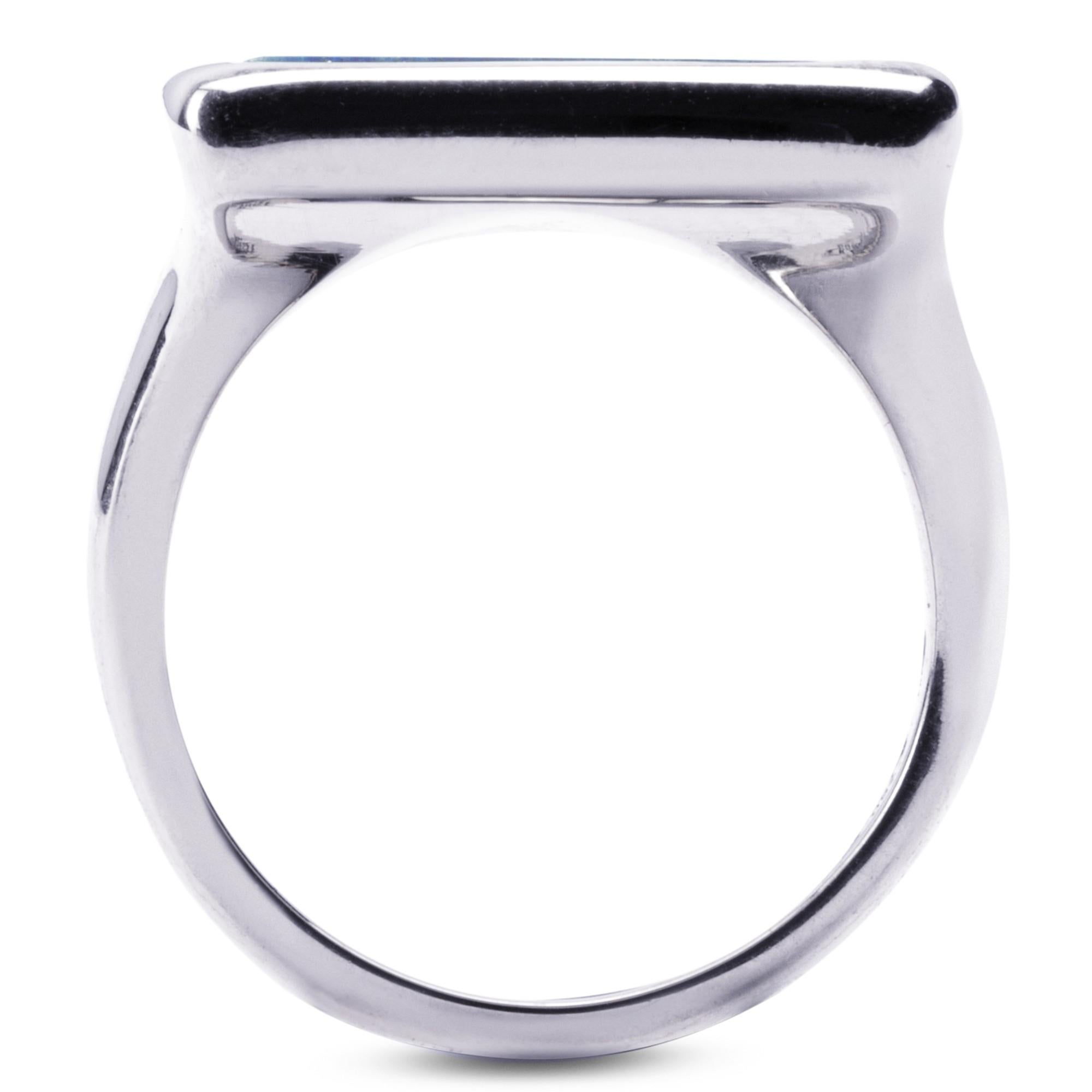 Women's or Men's Alex Jona Amazonite Sterling Silver Signet Ring For Sale