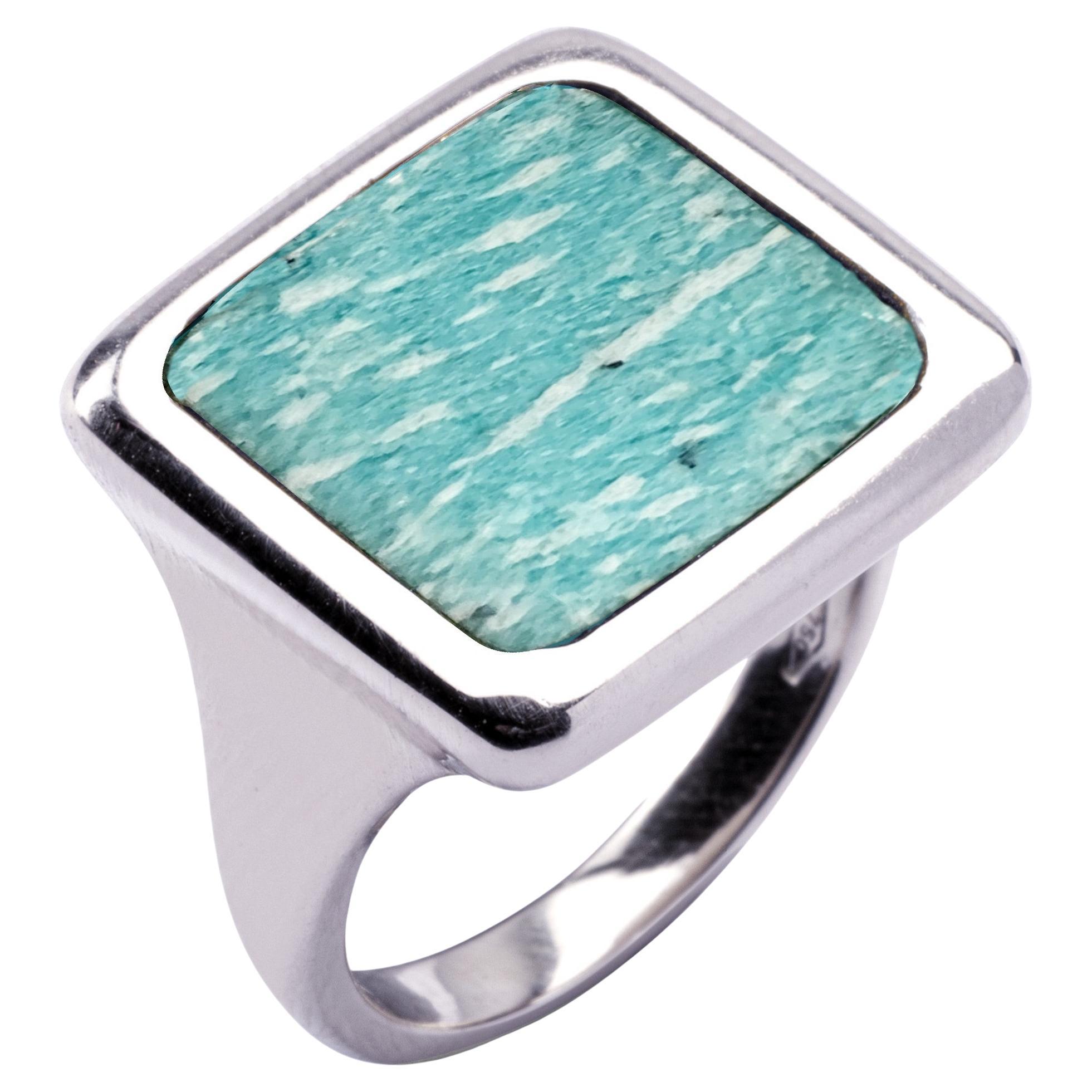 Alex Jona Amazonite Sterling Silver Signet Ring