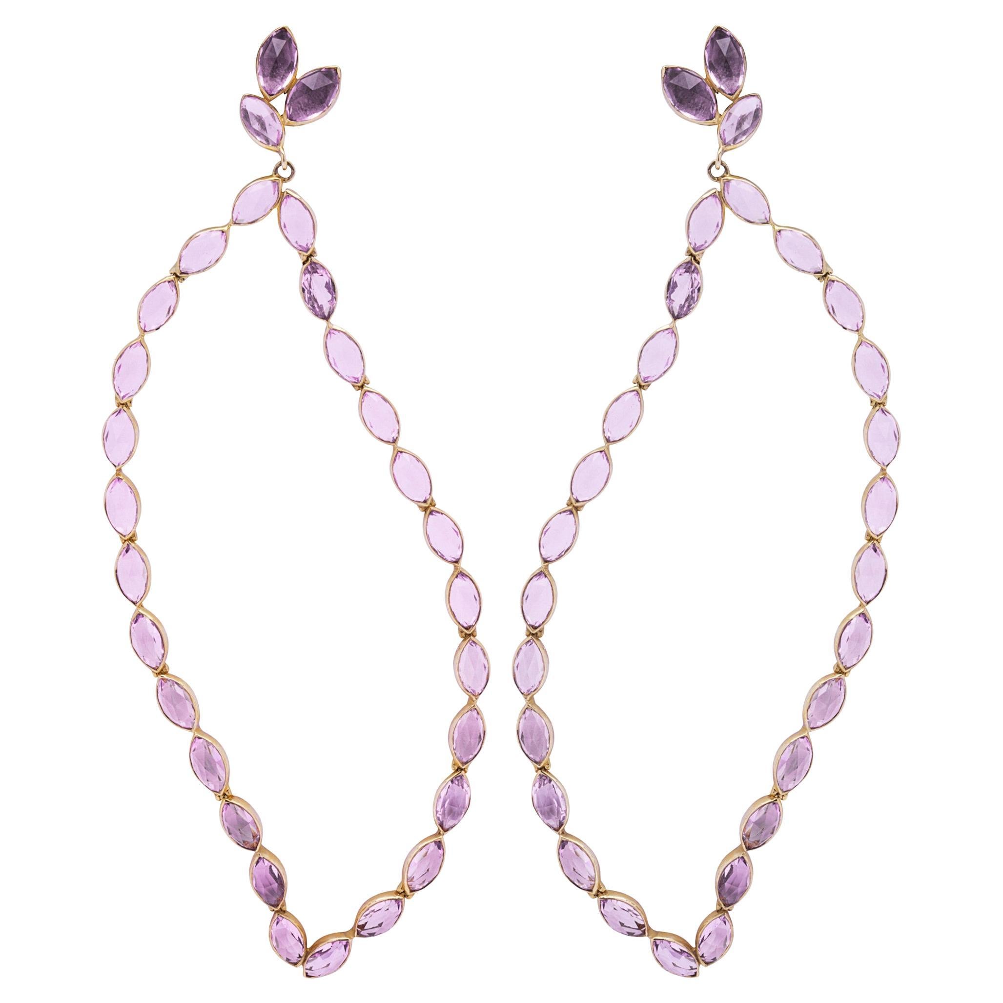 Alex Jona Amethyst 18 Karat Rose Gold Dangle Earrings For Sale