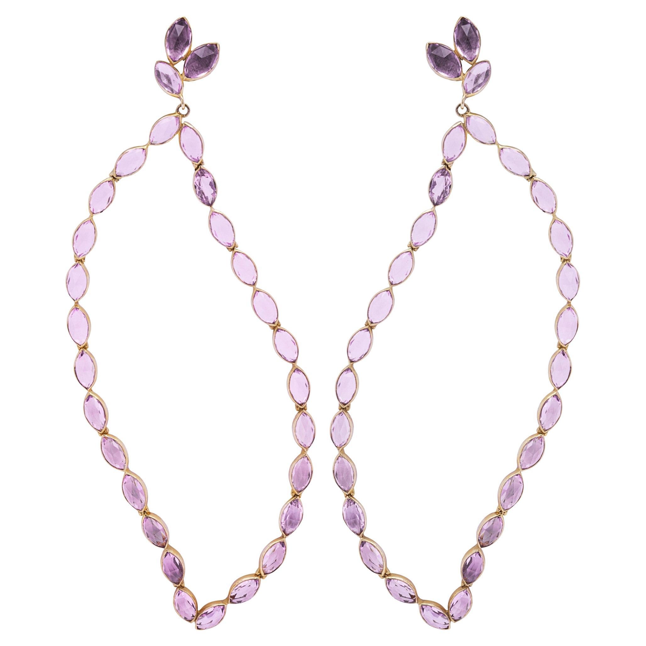 Alex Jona Amethyst 18 Karat Rose Gold Dangle Earrings For Sale