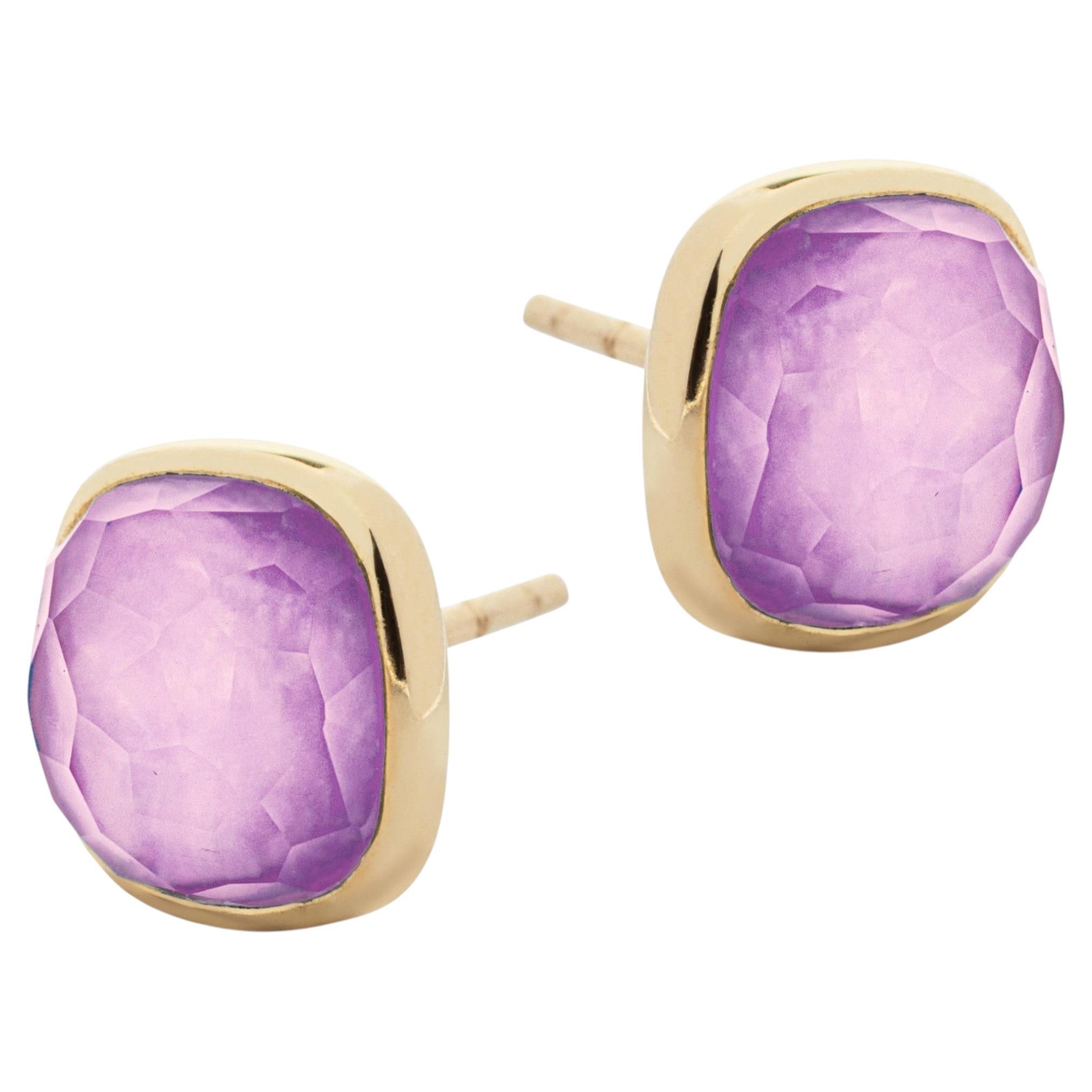 Alex Jona Amethyst 18 Karat Rose Gold Stud Earrings For Sale