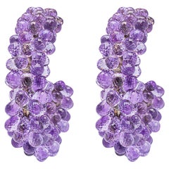 Alex Jona Amethyst 18 Karat White Gold Hoop Earrings