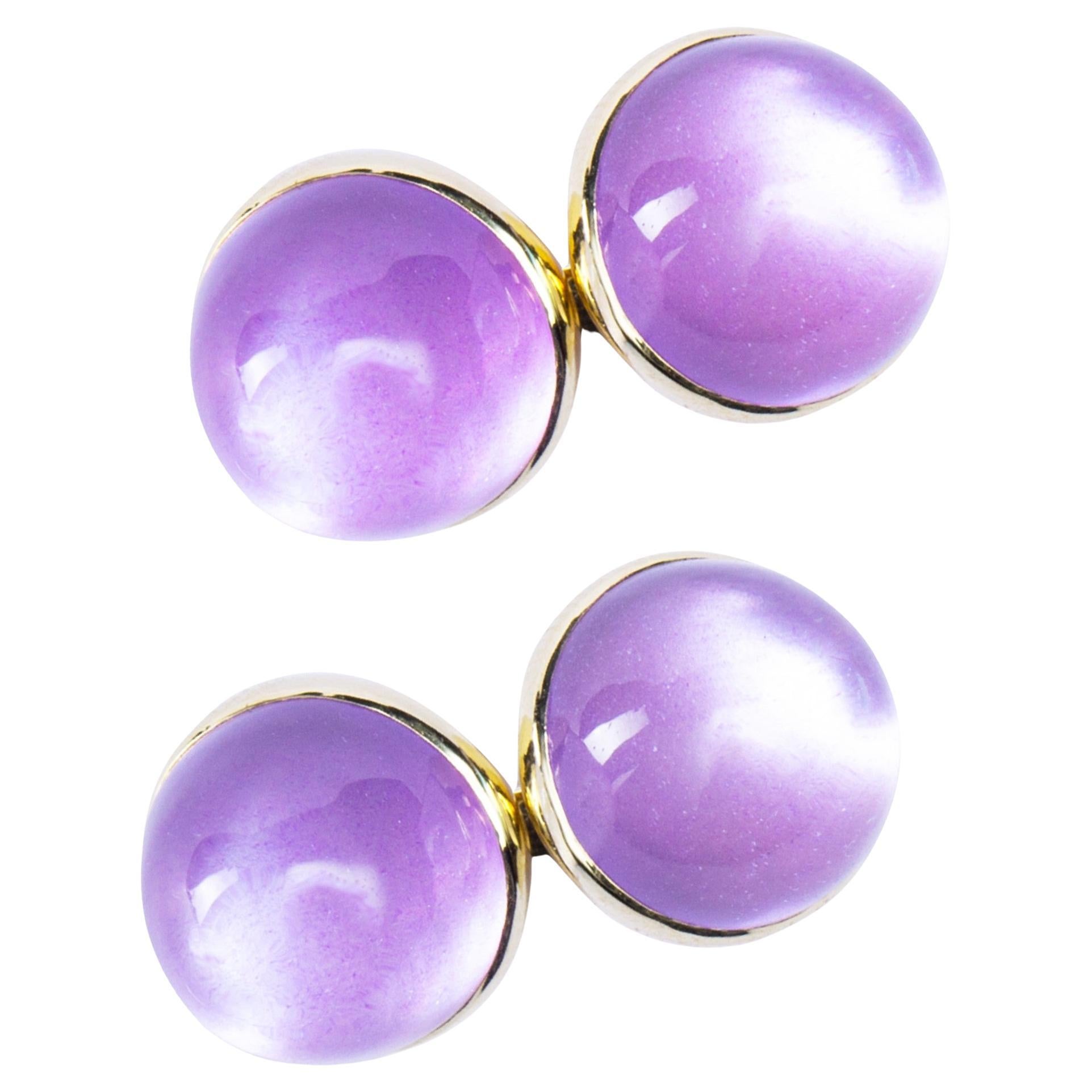 Alex Jona Amethyst 18 Karat Yellow Gold Cufflinks