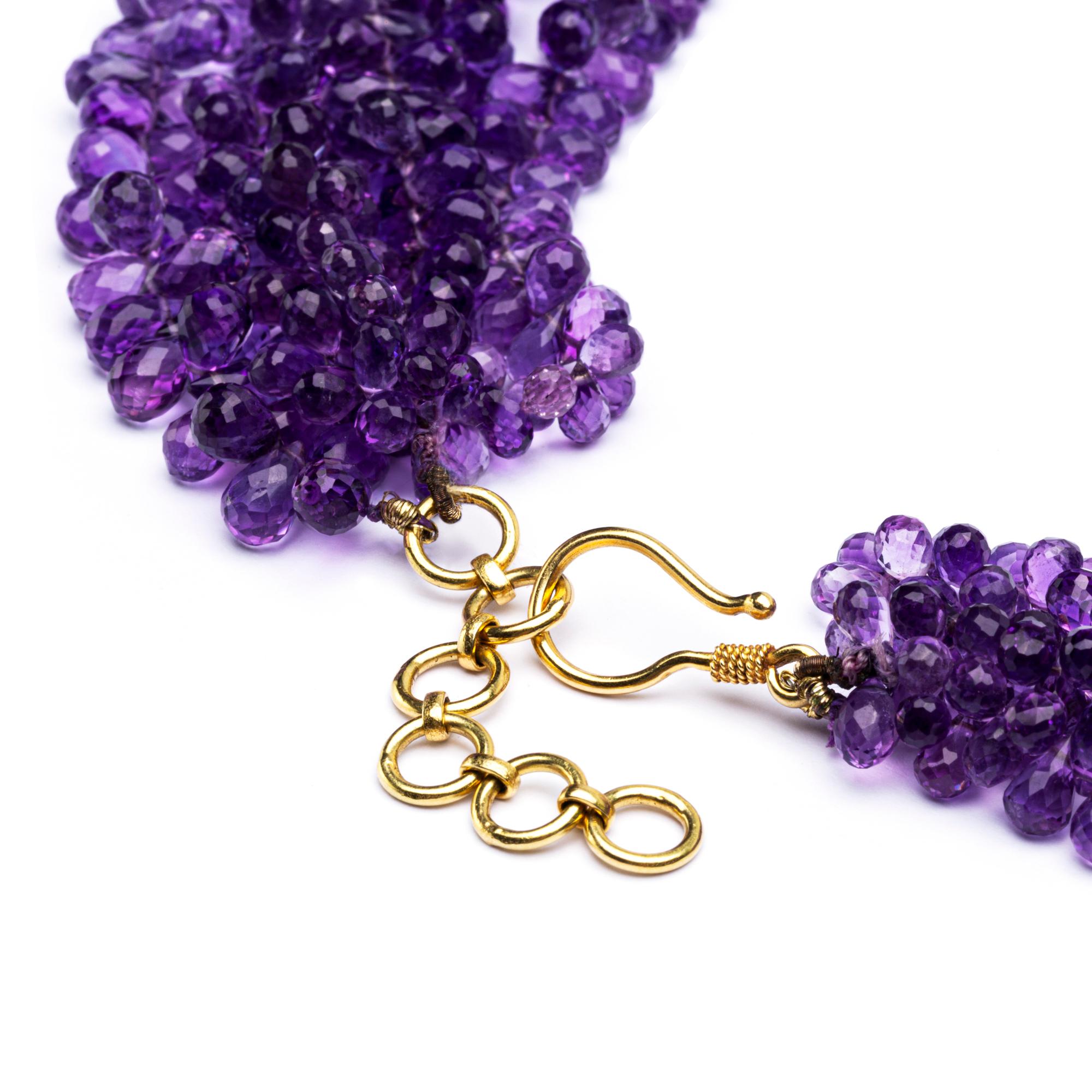 Alex Jona Amethyst Faceted Briolette Necklace In New Condition For Sale In Torino, IT