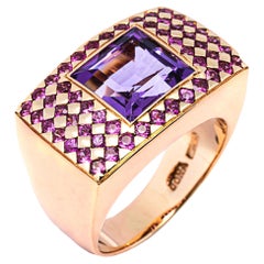 Ringband aus 18 Karat Roségold mit Amethyst und rosa Saphir von Jona