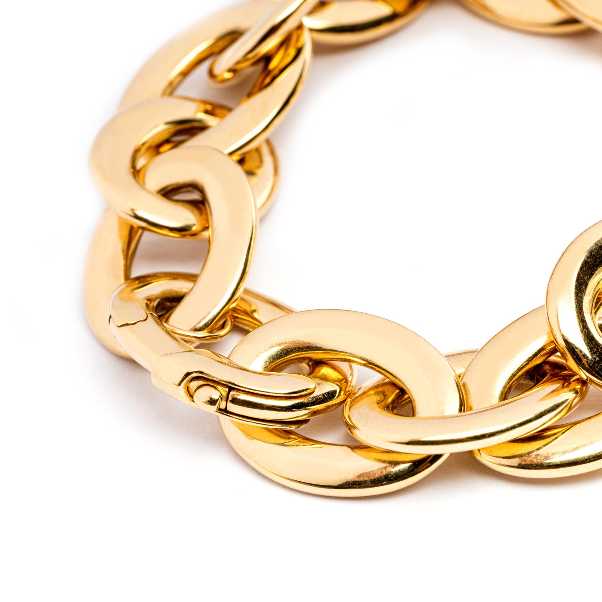 Contemporary Alex Jona Amygdala 18 Karat Yellow Gold Link Chain Bracelet For Sale