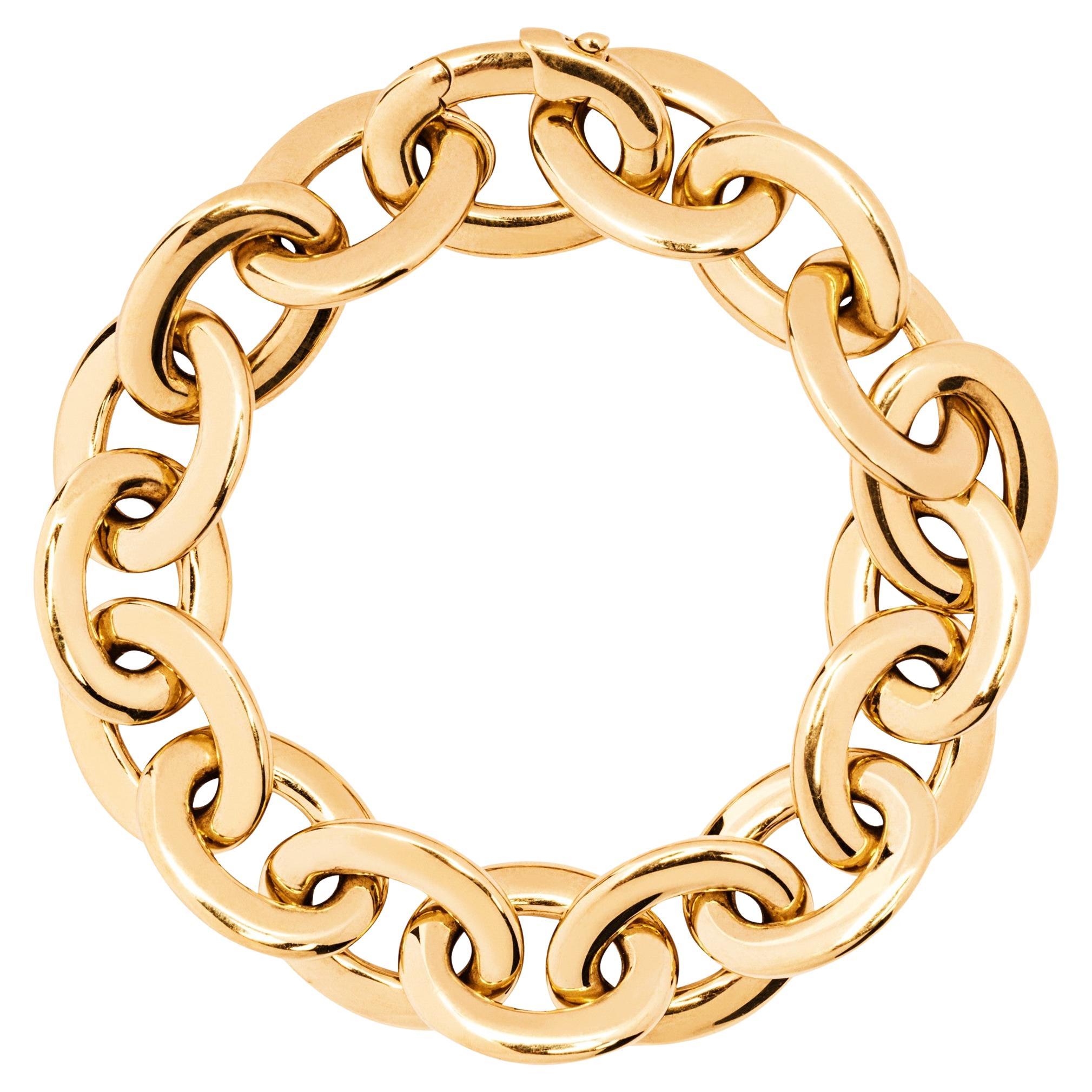 Alex Jona Amygdala 18 Karat Yellow Gold Link Chain Bracelet For Sale